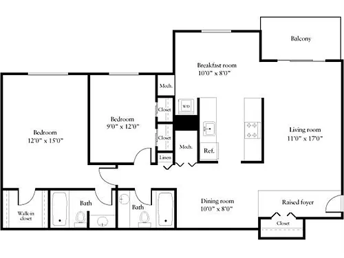 Floor plan B1B Renovated