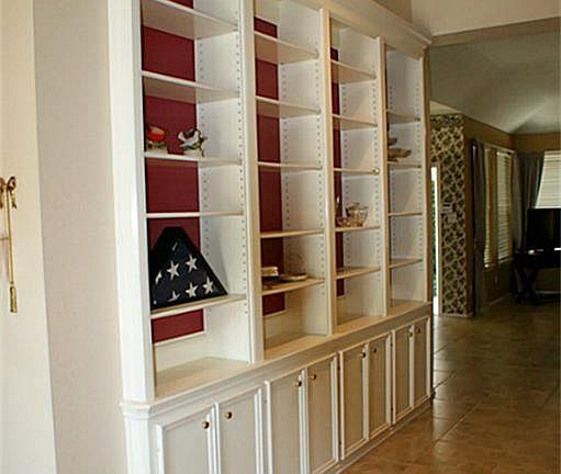 Custom display shelving in entry way.