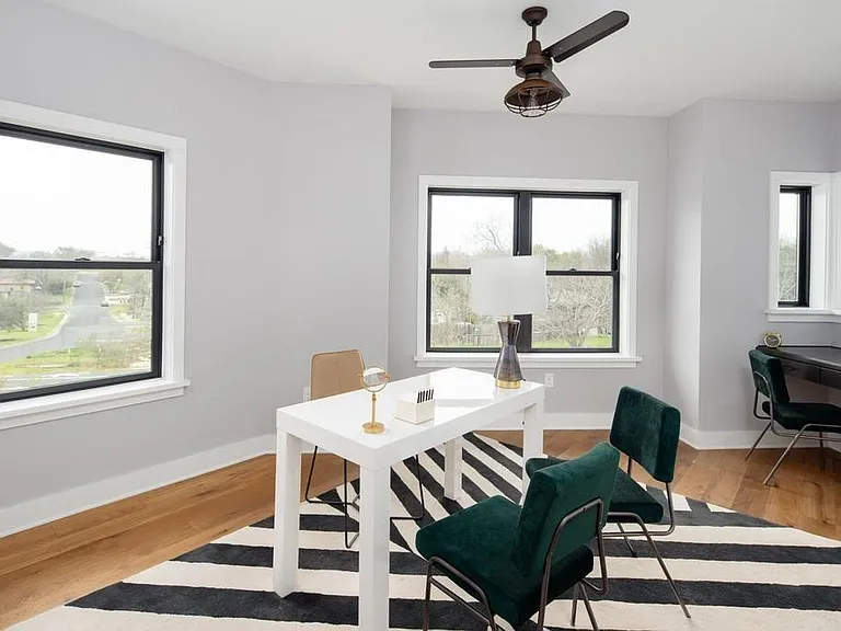 3rd Bedroom including built-in desk and large closet. So bright and sunny! Beautiful view!