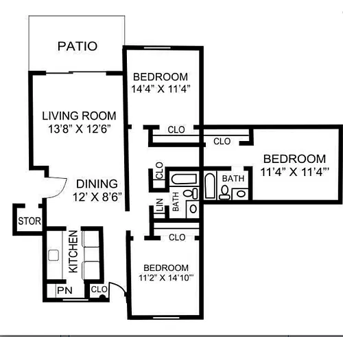 Floor plan 3 BEDROOM 2 BATH