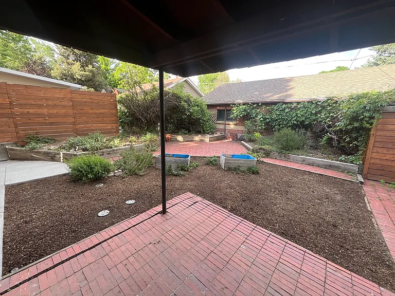 Private backyard with covered patio
