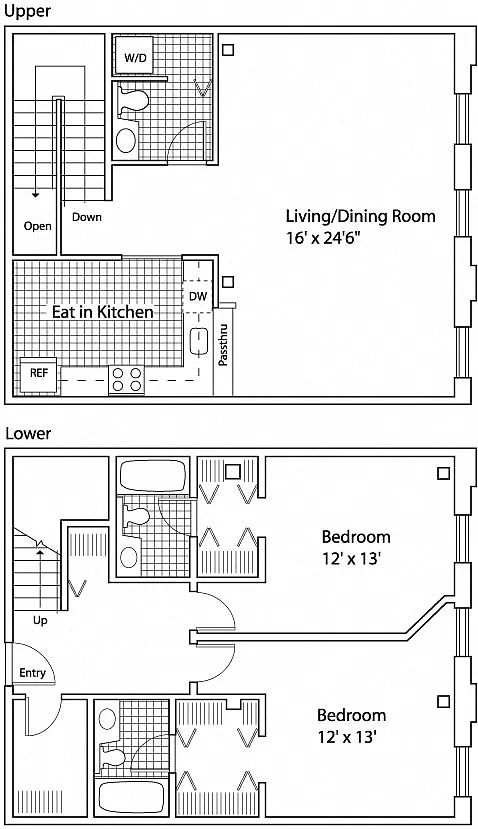 Floor plan 2 Bed 2.5 Bath - Bi-Level