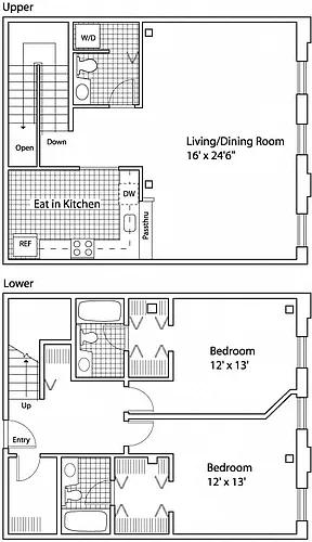 Floor plan 2 Bed 2.5 Bath - Bi-Level