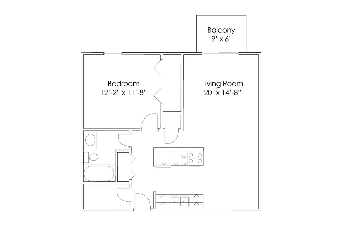 Floor plan 1 Bedroom B