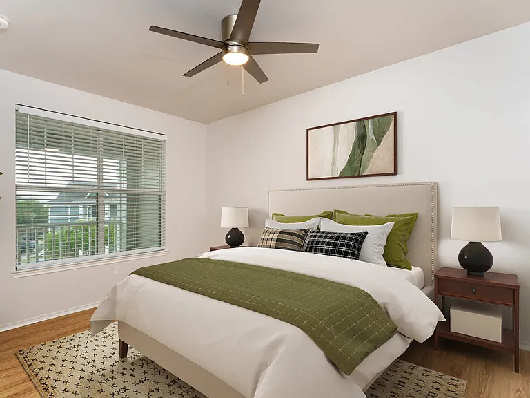 Bedroom with hard surface flooring