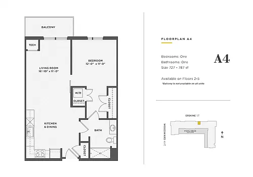 Floor plan 1 Bedroom Unit - A4