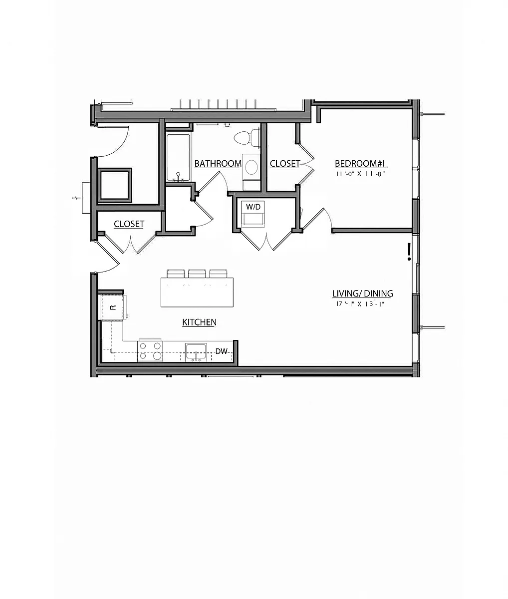 Floor plan Block A1ABL | 1 Bed | 1 Bath