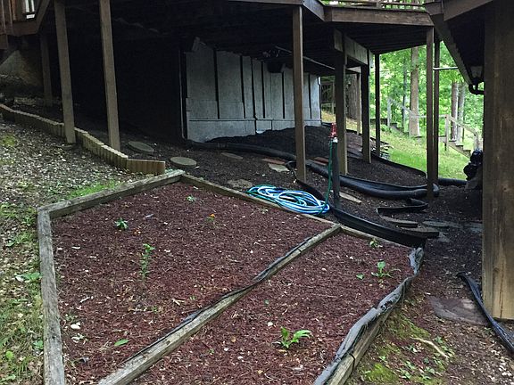 Large deck and rubber mulch