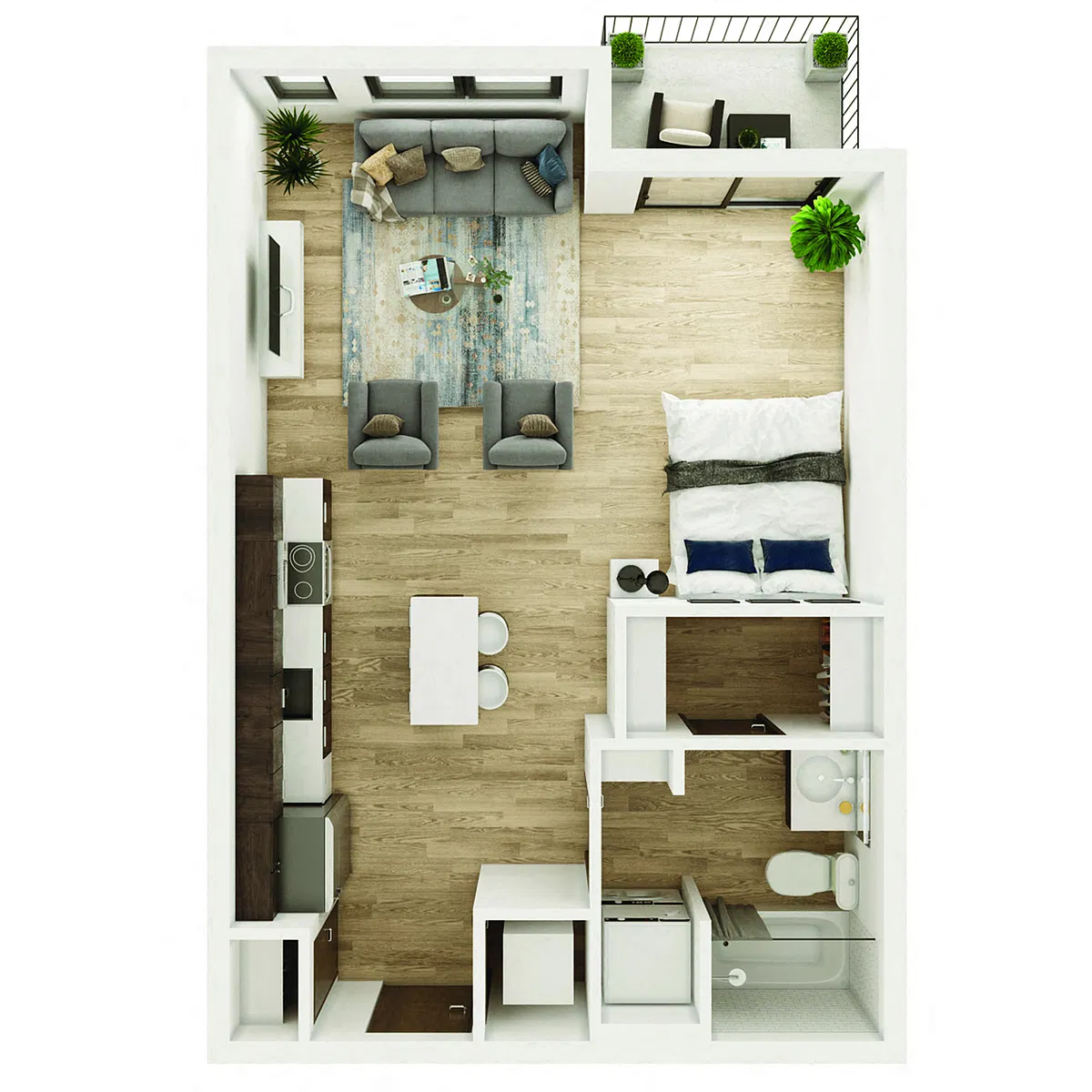 Floor plan 0 Bedroom, 1 Bathroom - 539 SF B