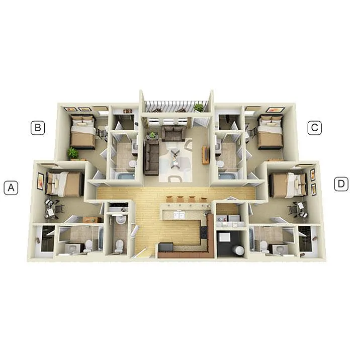 Floor plan 4 Bedroom 4.5 Bathroom