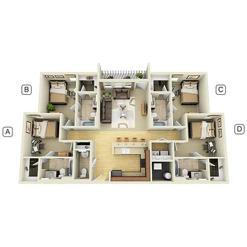 Floor plan 4 Bedroom 4.5 Bathroom