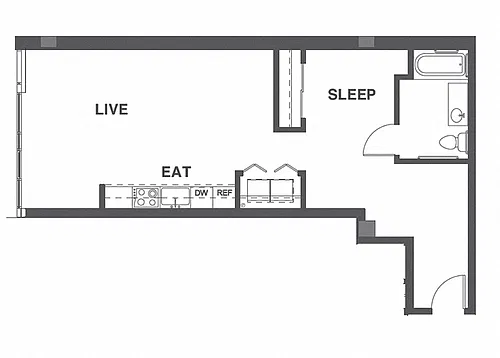 Floor plan 1x1 Q - ADA
