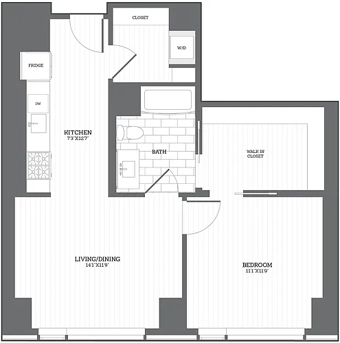 Floor plan 1 Bed/1 Bath C2