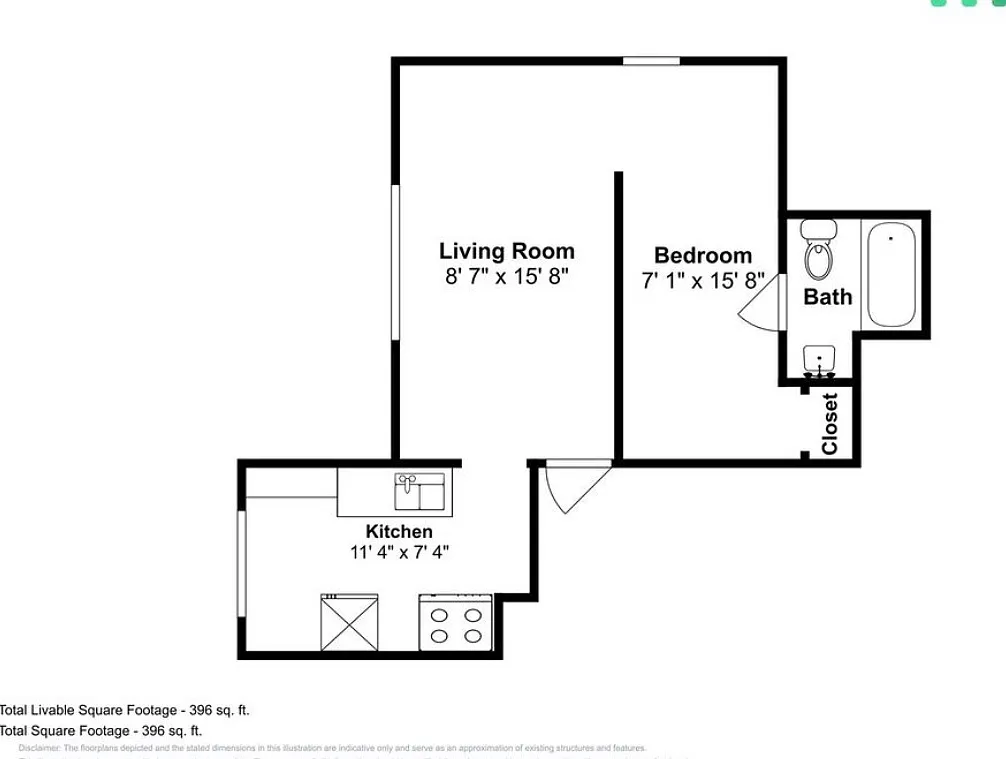 1 bed, 396 sqft, $800 — Photo 2