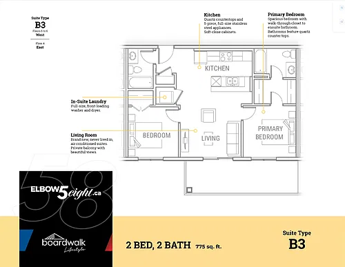 Floor plan 2 Bedrooms + 2 Bathrooms