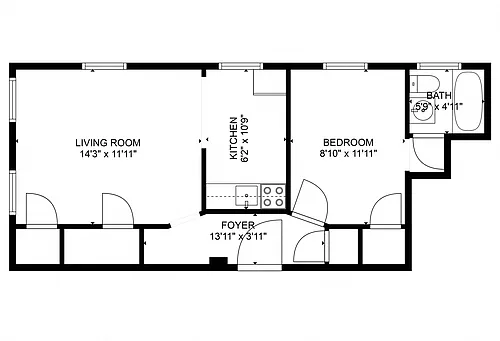 Floor plan 1 Bedroom 1 Bathroom