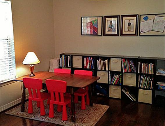The formal dining room is presently a children's area.