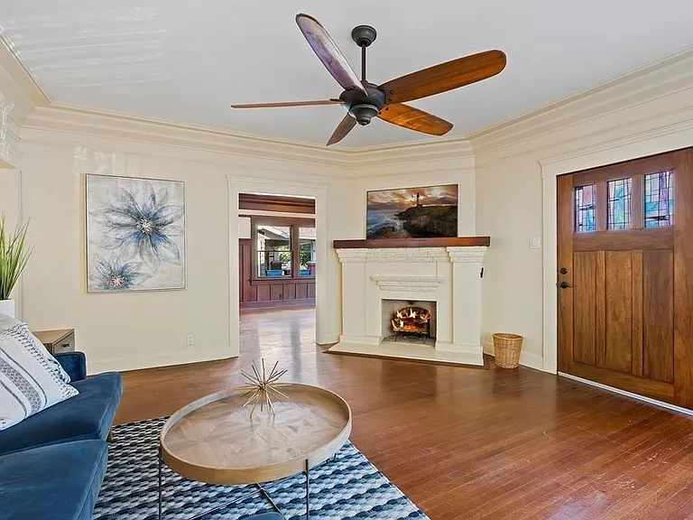 A view of the amazing wood indoor fireplace
