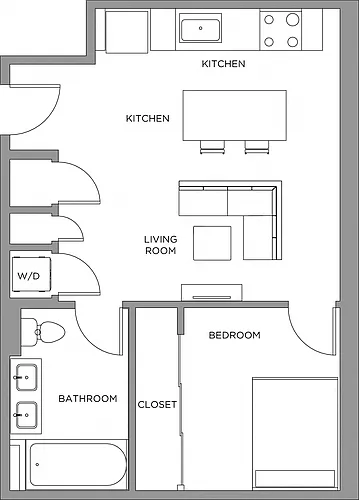 Floor plan 1 Bed/1 Bath-580a
