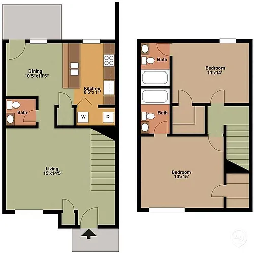 Floor plan 2 Bed 2.5 Bath TH