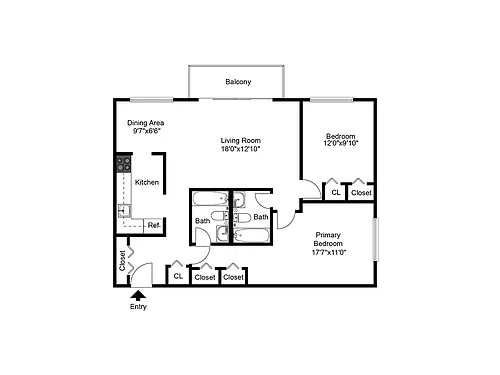 Floor plan Two Bedroom Two Bath