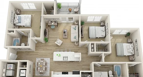 The Port Royal Three Bedroom Floor Plan The Port Royal Three Bedroom Floor Plan