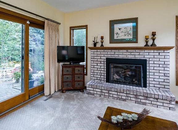 Gas fireplace in main level family room