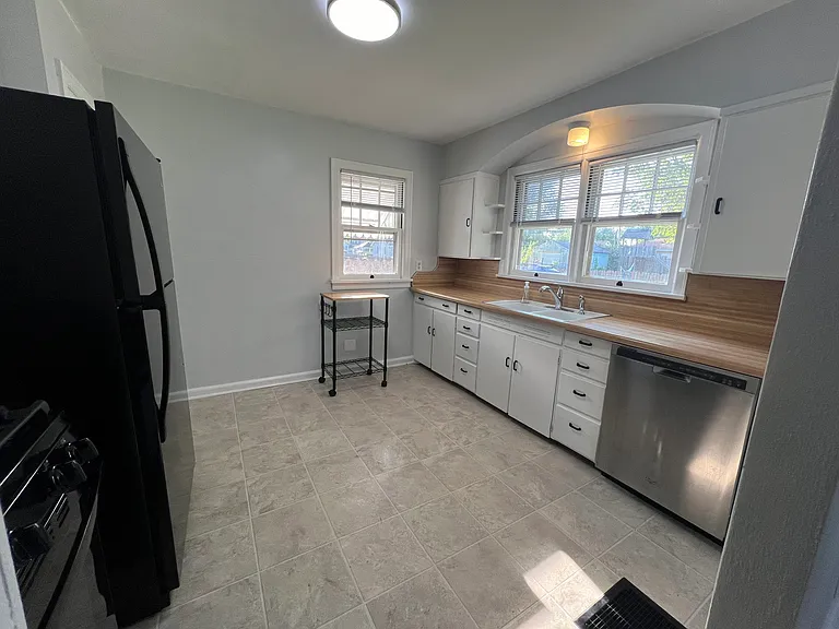View of the kitchen from the living room.