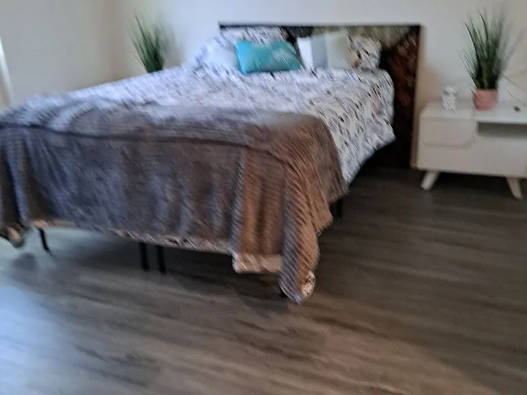 Furnished with bedroom, dresser, microwave, small fridge
