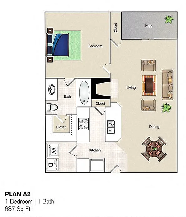 Floor plan 1 Bedroom 1 Bathroom P