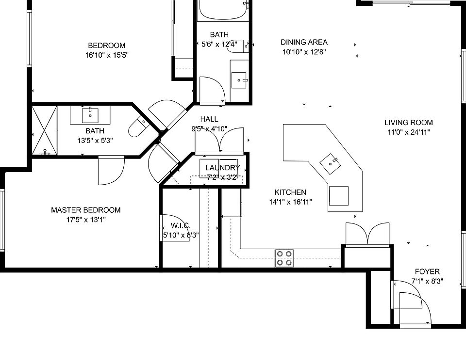 Floor plan with estimated dimensions