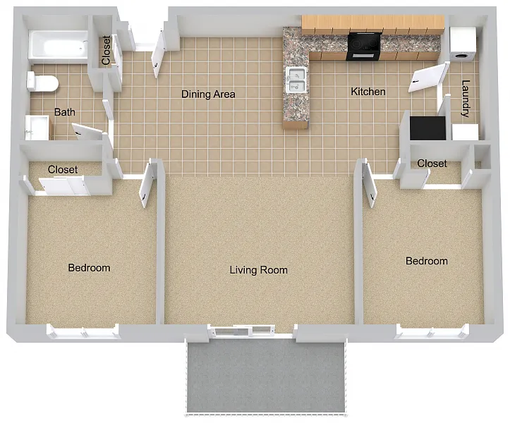 Floor plan Two Bedroom Small