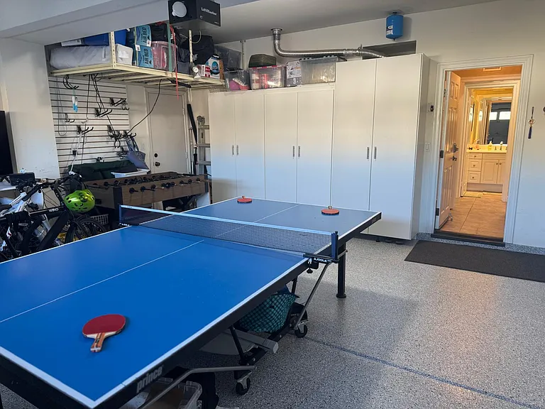 Large garage with wall-to-wall storage