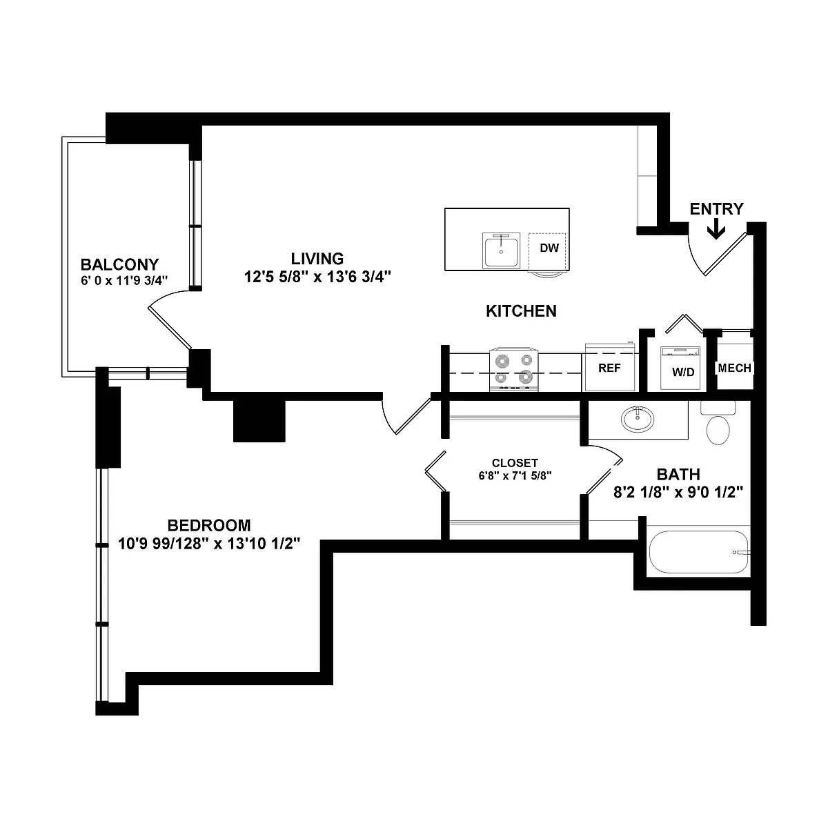 Floor plan 1 Bed/1 Bath-a6.1