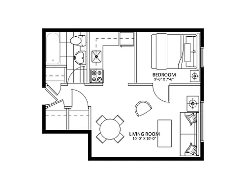 Floor plan 45 Somerset - 1 Bed Plan F