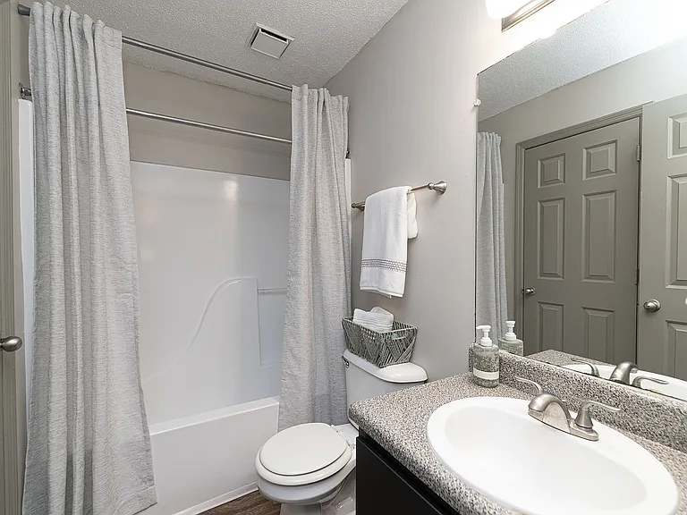 Bright bathroom with bathtub
