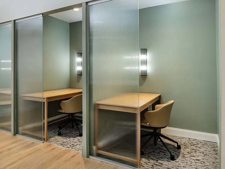 Resident lounge with work pods