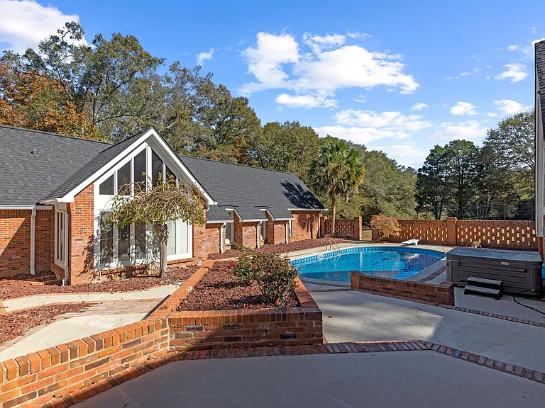 outside overlooking the pool