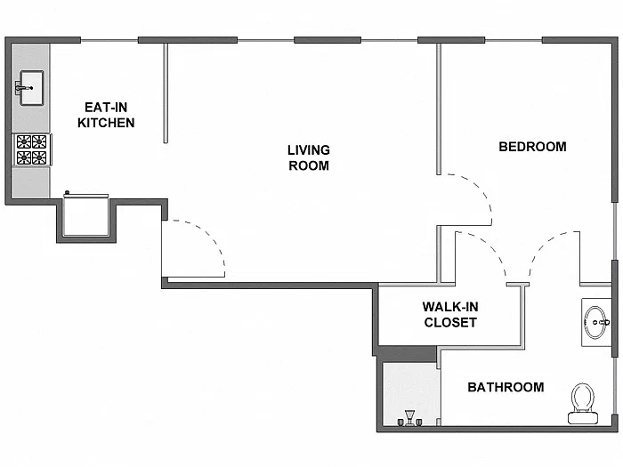 Floor plan 1 Bed / 1 Bath: Type D
