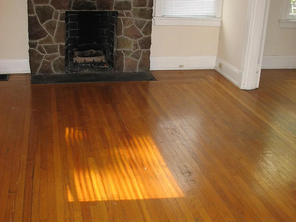 Decorative fireplace, Oak floors in living and dining rooms