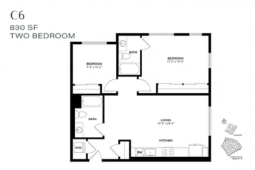 Floor plan Two Bedroom C6