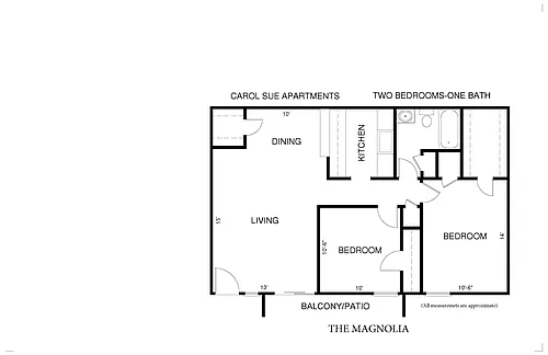 Floor plan Two Bedroom Magnolia - Call for Availability