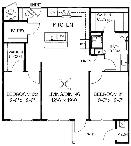 Floor plan 2 Bed 60 Percent