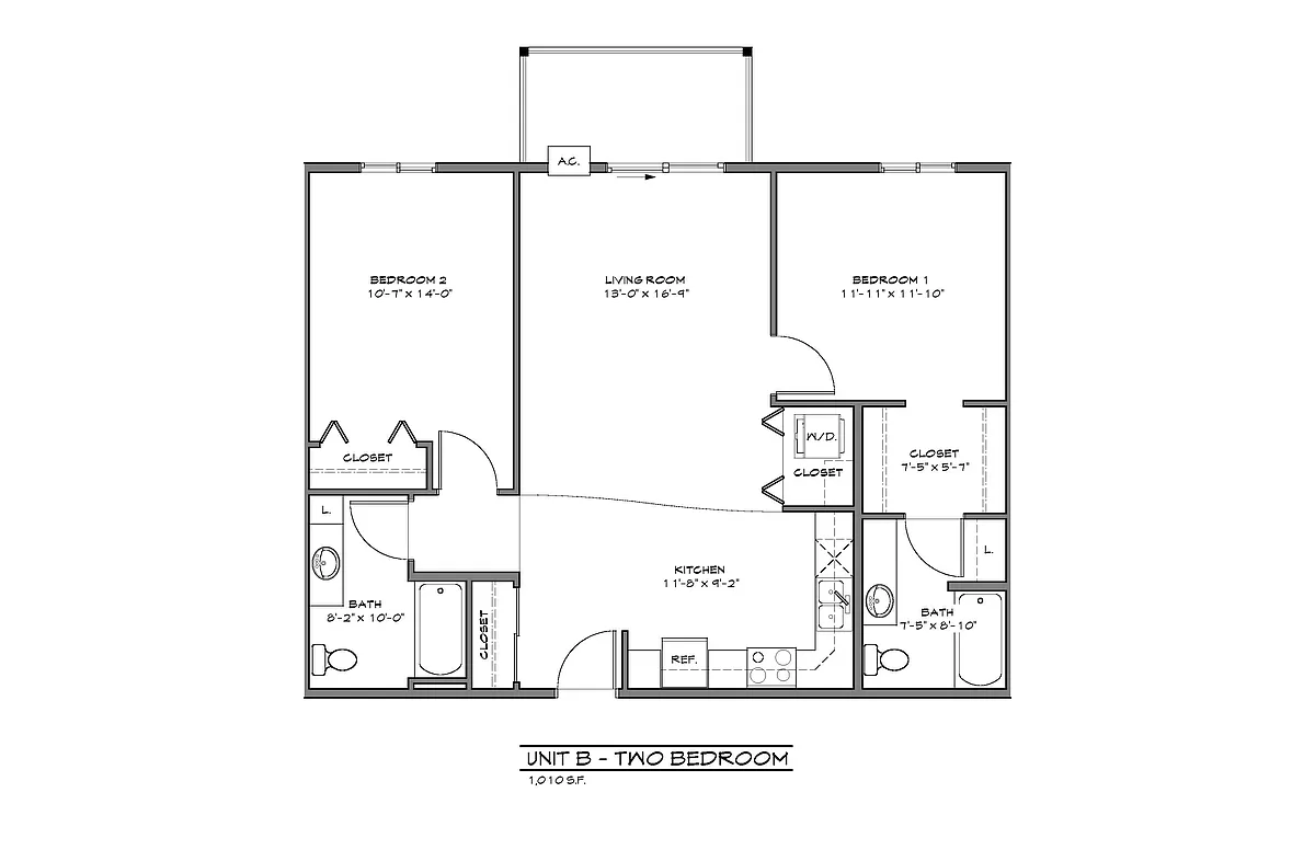 Floor plan Urban Meadows 1 - 2 Bed - 2 Bath