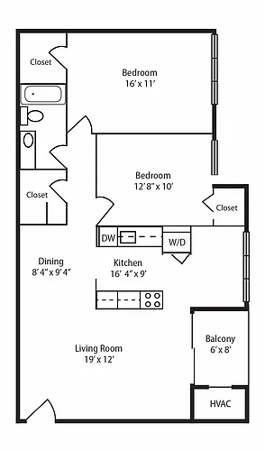 Floor plan 2 Bedrooms 1 Bath