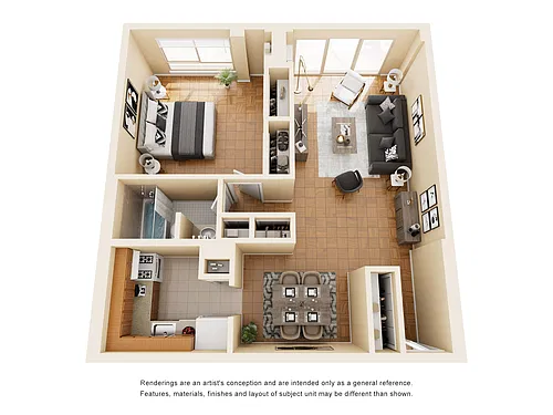 Floor plan 1 Bedroom 1 Bath Floor Plan