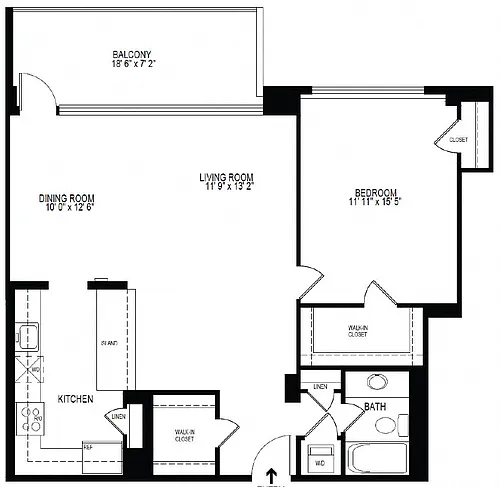Floor plan 1 Bedroom 1 Bath 942 SF 11ir