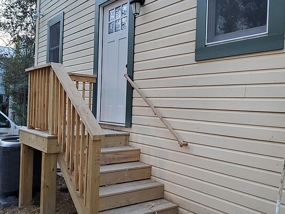 private entrance off well lit parking area