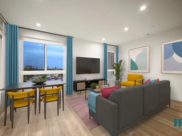 Dining and Living Room Space with Large-Size Windows, Recessed Lighting, and Vinyl Flooring - Willow Floor Plan
