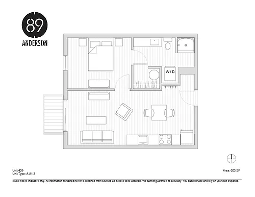 Floor plan 89 Anderson 1BD Plan C